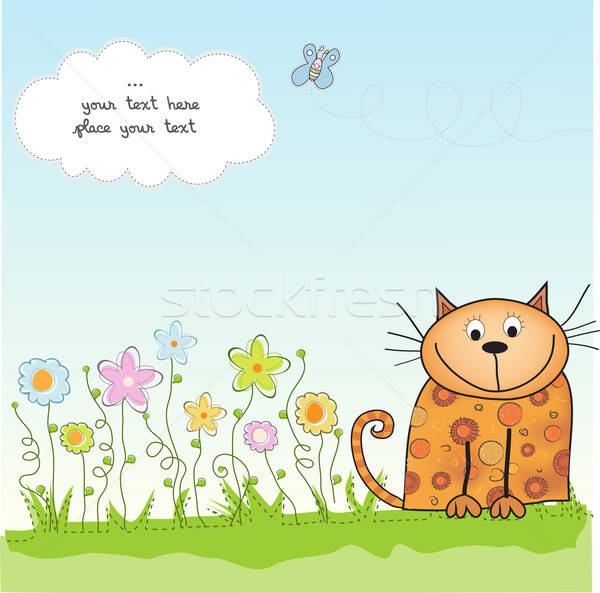 new baby shower card with cat Stock photo © balasoiu