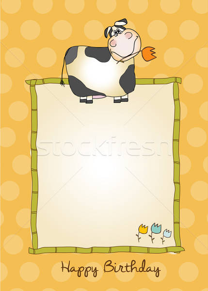 new baby announcement card with cow Stock photo © balasoiu