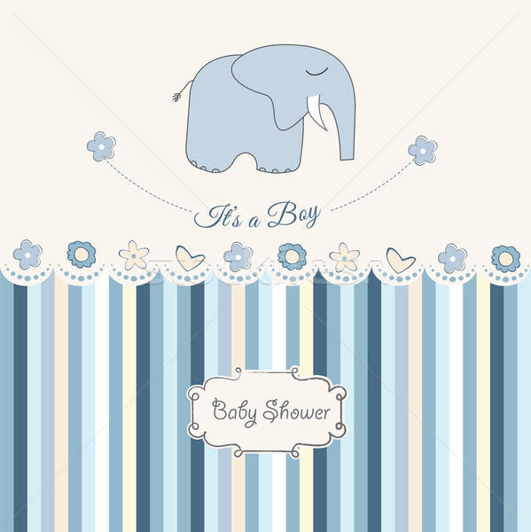Foto stock: Novo · bebê · menino · anúncio · cartão · elefante