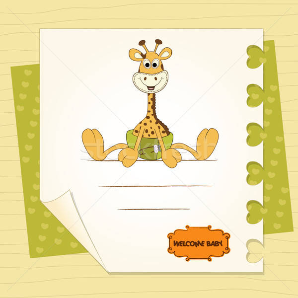 Baby Dusche Karte Giraffe abstrakten Design Stock foto © balasoiu