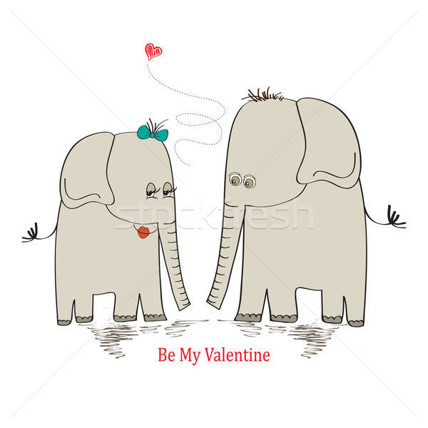  Two enamored elephants, greeting card of Valentine's Day and we Stock photo © balasoiu