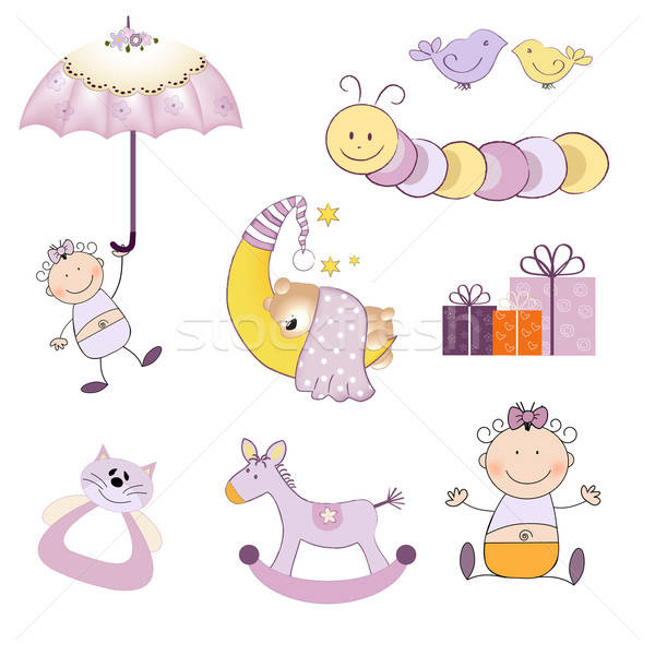 baby girl items set isolated on white background Stock photo © balasoiu
