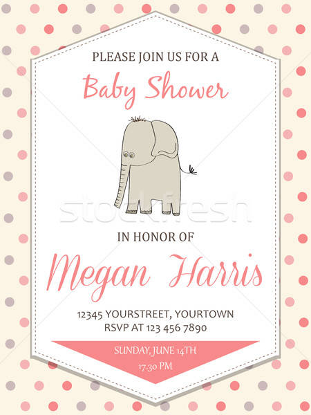 delicate baby girl shower card with little elephant Stock photo © balasoiu