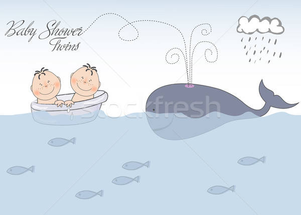 baby twins shower announcement Stock photo © balasoiu