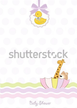 Baby shower card with cute giraffe Stock photo © balasoiu