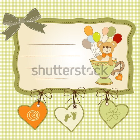 welcome baby card with funny little bird Stock photo © balasoiu