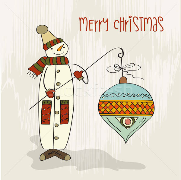 Snowman duży christmas piłka lodu zimą Zdjęcia stock © balasoiu