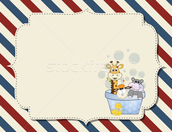 Aanpasbare kinderachtig baby douche aankondiging verjaardagsfeest Stockfoto © balasoiu