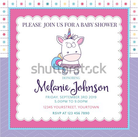 new baby girl shower card with elephant Stock photo © balasoiu