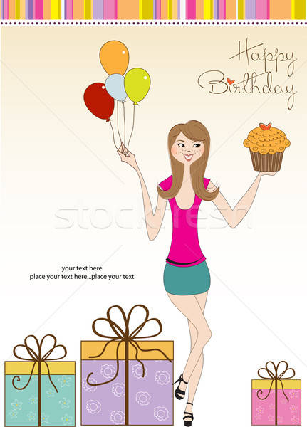 édes tizenhat születésnapi üdvözlet fiatal lány lány mosoly Stock fotó © balasoiu
