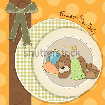 Chuveiro cartão ursinho de pelúcia escondido sapato amor Foto stock © balasoiu