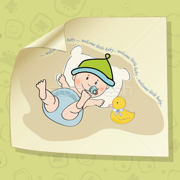 Stockfoto: Baby · jongen · douche · kaart · illustratie · vector