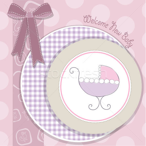 delicate baby girl announcement card Stock photo © balasoiu