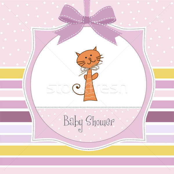 new baby shower card with cat Stock photo © balasoiu