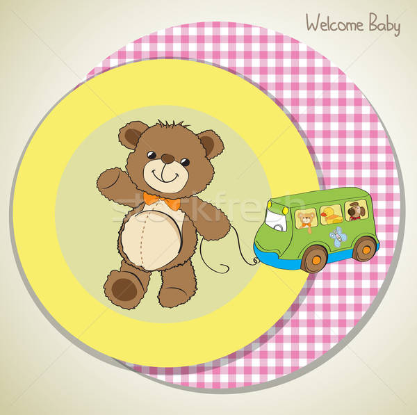 baby shower card with cute teddy bear Stock photo © balasoiu