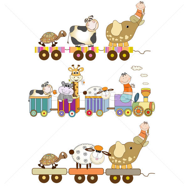 funny toys train set isolated on white background Stock photo © balasoiu