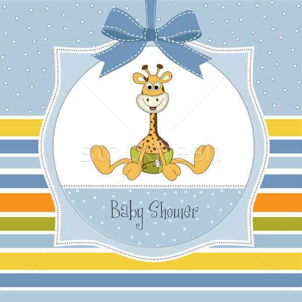 baby shower card with baby giraffe Stock photo © balasoiu