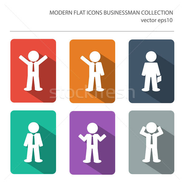 Modern flat icons vector collection with long shadow effect in s Stock photo © balasoiu
