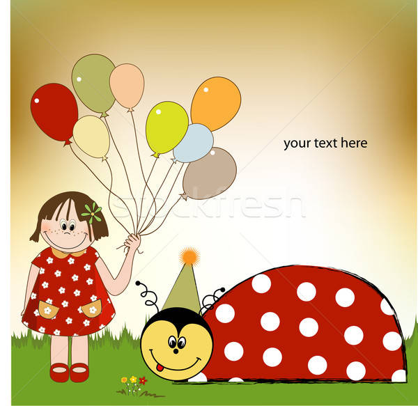 happy birthday card with ladybug Stock photo © balasoiu