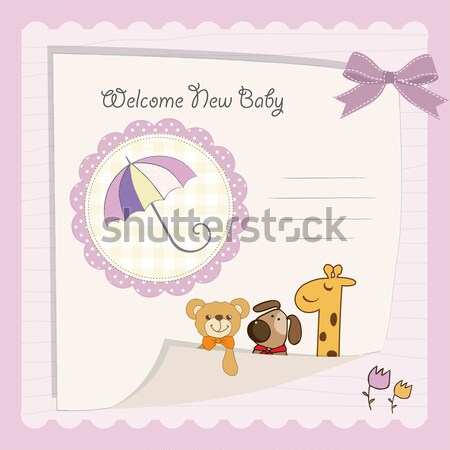 new baby girl announcement card with cow Stock photo © balasoiu