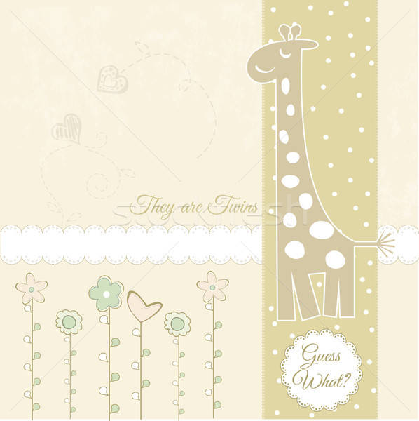 Nou copil anunt card girafă zi de naştere Imagine de stoc © balasoiu