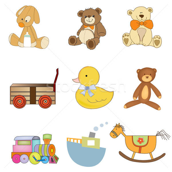 funny toys items set isolated on white background Stock photo © balasoiu
