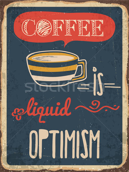 [[stock_photo]]: Rétro · métal · signe · café · liquide · optimisme