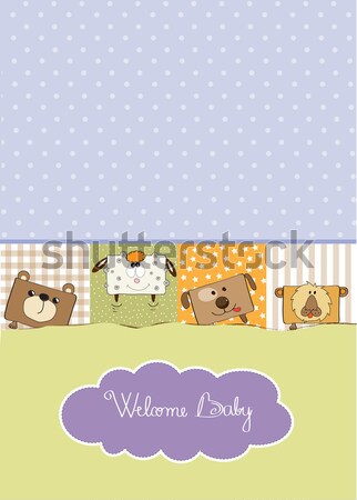 new baby announcement card with bag and same toys Stock photo © balasoiu