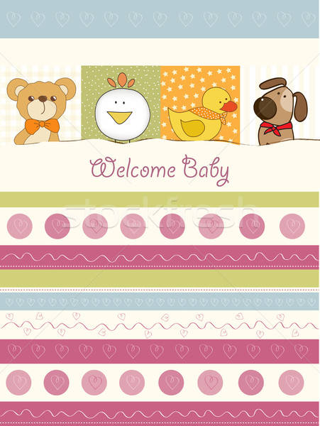 Baby Dusche Ankündigung Karte abstrakten Kind Stock foto © balasoiu