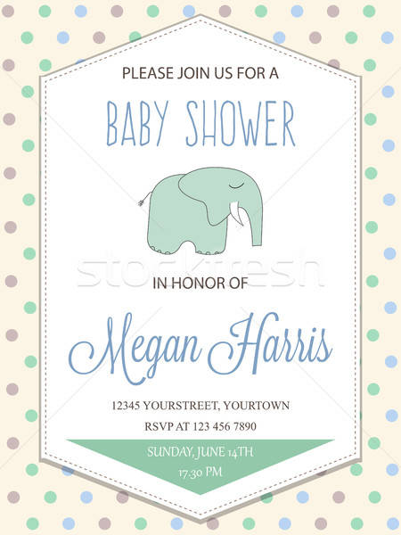delicate baby boy shower card with little elephant Stock photo © balasoiu