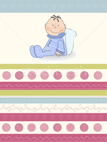 Nieuwe baby aankondiging kaart weinig jongen Stockfoto © balasoiu