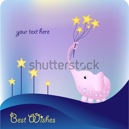 cute pink elephant with a bouquet of stars Stock photo © balasoiu
