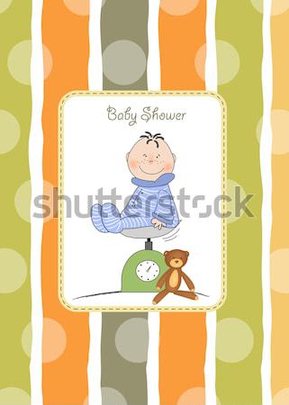 Funny baby prysznic karty dziewczyna tle Zdjęcia stock © balasoiu