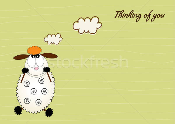 cute love card with sheep Stock photo © balasoiu