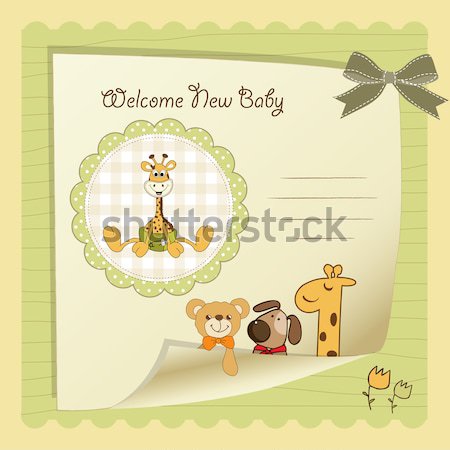 baby shower card with toys Stock photo © balasoiu