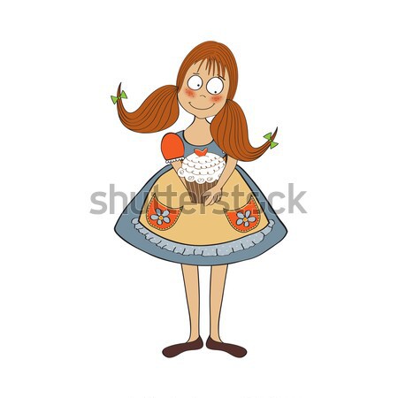 funny young girl amused and distrustful Stock photo © balasoiu