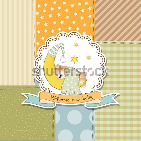 welcome baby card with duck toy Stock photo © balasoiu