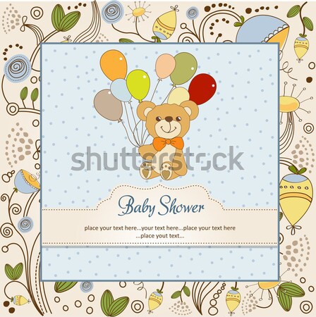 welcome baby card with funny little bird Stock photo © balasoiu