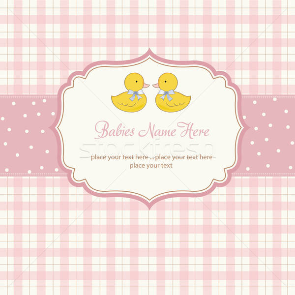 delicate babies twins shower card Stock photo © balasoiu