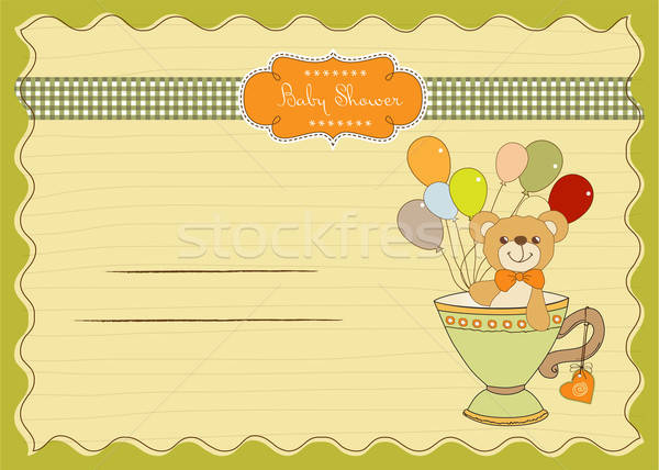 Baby Dusche Karte cute Teddybär abstrakten Stock foto © balasoiu