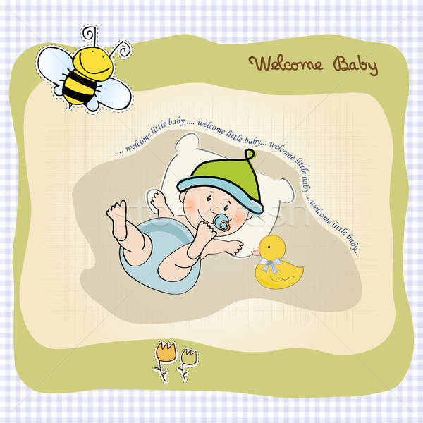 baby boy shower card Stock photo © balasoiu