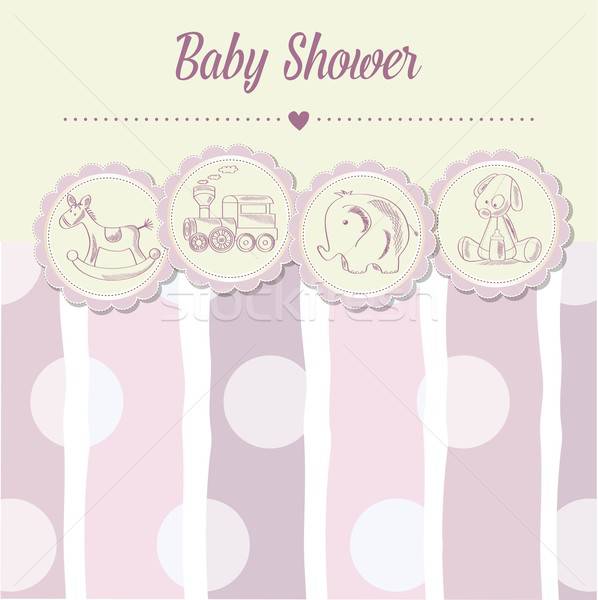 baby girl shower card with retro toys Stock photo © balasoiu