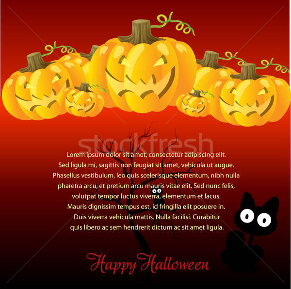 Halloween Illustration with Pumpkins for invite cards Stock photo © balasoiu