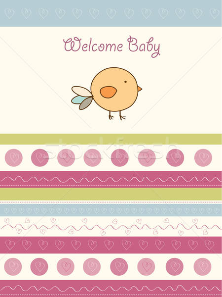 new baby announcement card with chicken Stock photo © balasoiu