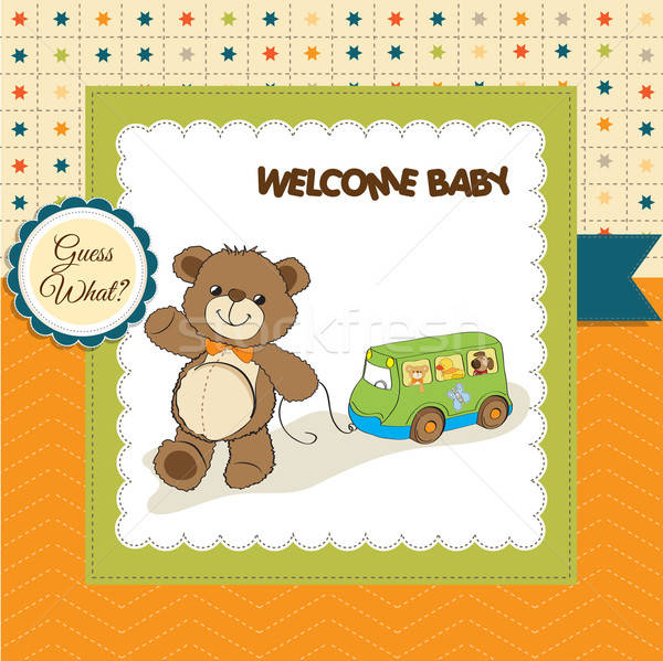 baby shower card with cute teddy bear Stock photo © balasoiu