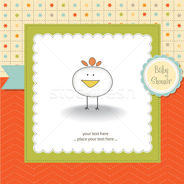 Stock photo: new baby announcement card with chicken