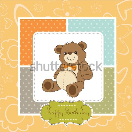 welcome baby card with teddy bear  Stock photo © balasoiu