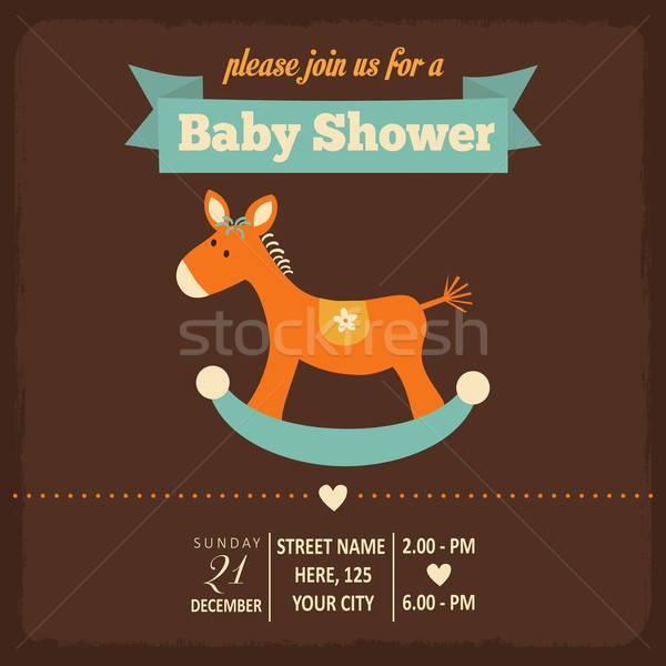 嬰兒 淋浴 邀請 復古風格 向量 格式 商業照片 © balasoiu