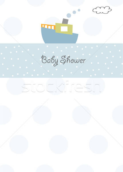 Stockfoto: Baby · jongen · douche · aankondiging · kaart · water