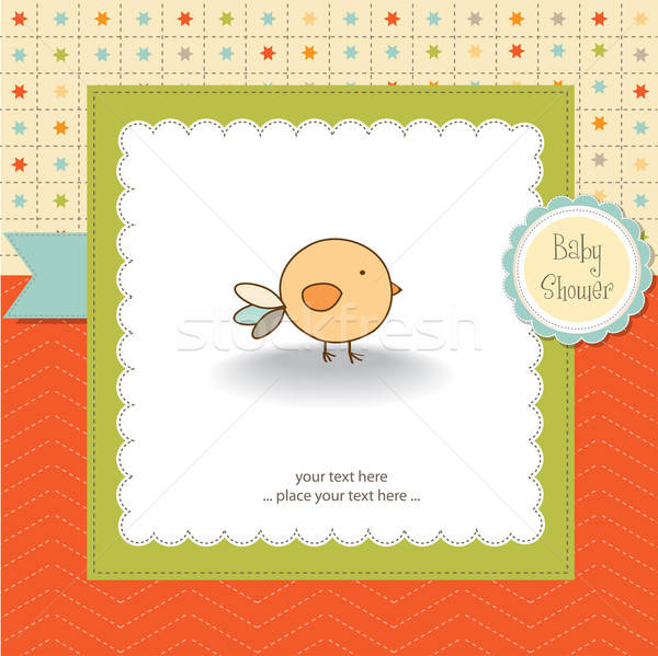 new baby announcement card with chicken Stock photo © balasoiu